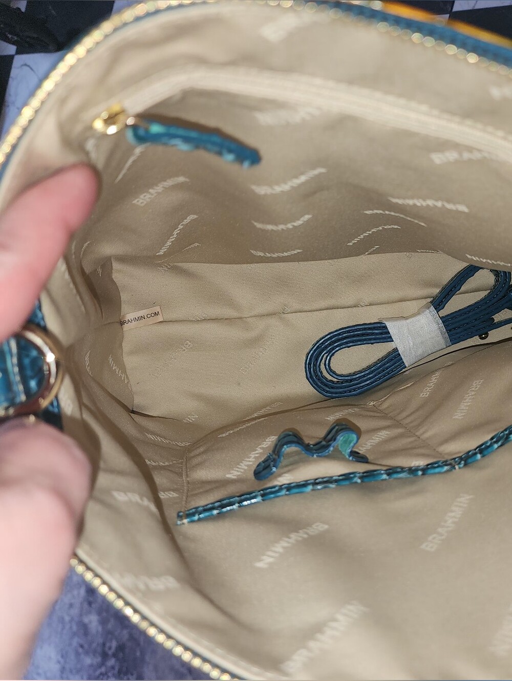 NWOT Brahmin Large Duxbury Satchel Bermuda Ombre Melbourne Croc-Embossed Leather - Picture 9 of 13